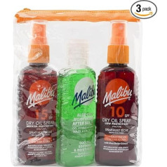 Malibu ceļojumu maisiņš ar SPF10/15, ar alveju, pēc sauļošanās želeju, ar alveju un Vera