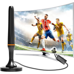 DVB-T2 antena, DVBT2 antena ar pastiprinātāju iekšpusē, TV kanāli ar augstas izšķirtspējas un VHF/UHF/DAB signāliem, piemērota visiem televizoriem