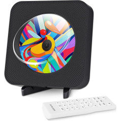 CD atskaņotājs ar HiFi skaļruni, pie sienas montējams Bluetooth CD atskaņotājs mājai FM radio/USB/ austiņu ligzda, AUX ieeja ar tālvadības pulti, pārnēsājams mūzikas CD atskaņotājs ar audio atskaņotāju un velkamo slēdzi (melns)