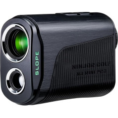 NINJOR GOLF Ninja Golf NJ Mini sērijas golfa tālmērs ar slīpuma slēdzi un pin bloķēšanas lāzera tālmēri, maksimālais 1000 pēdas, melns un LCD displejs
