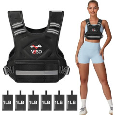 Regulējama svara veste vīriešiem un sievietēm, 1,8-4,5 kg/5-9,1 kg/9,1-14,5 kg veste ar 6 dzelzs smilšu atsvariem, ķermeņa svara veste ar atstarojošu joslu skriešanai, pastaigām, spēka treniņiem.