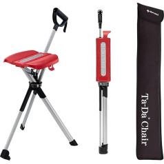 TA-Da krēsls 2. sērija - pastaigu nūja ar sēdekli, īpaši viegls alumīnija rāmis un izturīgs saliekams taburete (līdz 136 kg), salokāms dizains, ideāli piemērots pārgājieniem un āra aktivitātēm.