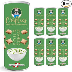 Crafties Chips, zema kaloriju satura kartupeļu čipsi, cepti bez taukiem, veselīgas uzkodas svara samazināšanai, dabīgas sastāvdaļas - 6 x 60 g - Our Cream