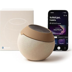 Loume miega palīglīdzeklis ar sarkano miega gaismu, elpošanas tehnoloģiju un vadītu meditāciju, dabīgām skaņām un balto troksni, ar lietotnes kontroli labākai gulēšanai, stresa mazināšanai un iekšējam mieram vakarā