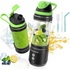 Pārnēsājams blenderis Smoothie Maker, 700 ml Vaeqozva Mini Smoothie Mixer To Go C tipa uzlādējams, pārnēsājams blenderis ar ceļojuma vāku un BPA nesaturošu pudeli sulas kokteiļa smūtijam, svaigai sulai, melns/zaļš