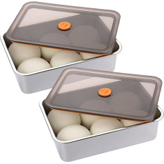 SUMNACON Pizzateig-Gärboxen aus Edelstahl, für den Haushalt, Pizzateigbehälter, Teigbehälter, große Kapazität, Aufbewahrungsbox, Organizer, Kuchenträgerbehälter mit Deckel, 2 Stück