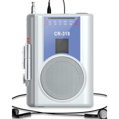 Gracioso kasešu magnetofonu atskaņotājs: AM FM kompakts Vintage kasešu atskaņotājs ar lielu skaļruni un austiņu ligzdu, darbināms ar līdzstrāvu vai AA baterijām.