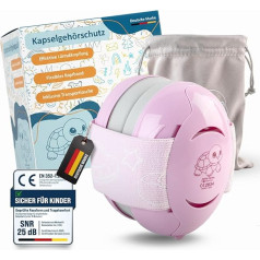 WERTKWERK Bērnu austiņas aizsardzībai pret troksni no 3 mēnešiem līdz 3 gadiem [regulējamas] Bērnu dzirdes aizsardzība un austiņas - koncertiem, ceļošanai un ikdienai - bez spiediena uz fonanēliju - rozā krāsā
