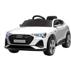 HOMCOM Elektriskais bērnu automobilis 12 V elektriskais transportlīdzeklis Audi E-tron elektriskais automobilis ar tālvadības pulti, drošības jostu, mūziku (MP3/USB/TF), bērnu transportlīdzeklis 3-5 gadus veciem bērniem, 3-5 km/h, balts