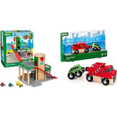 Brio World 33204 Autostāvvieta, ceļi un sliedes, garāža ar liftu, stāvas izejas un degvielas uzpildes stacija - rotaļlietas maziem bērniem no 3 gadu vecuma