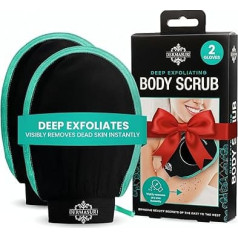 Dermasuri Diep Exfoliërende Handschoen - Polijstende Lichaamsscrubber & Verwijderaar van Dode Huid - Koreaanse Exfoliërende Handschoen - Cadeaus voor Dames en Heren, Keratosis Pilaris Exfoliator-2 Pak