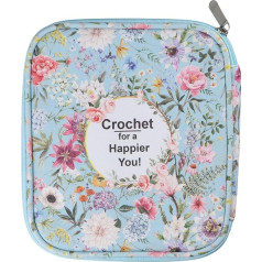 Pārnēsājams tamborēšanas āķa soma Ziedu ceļojumu adatu adatu tamborēšanas āķa uzglabāšanas soma Zipper tamborēšanas āķa organizators ar caurspīdīgu somu tamborēšanas rīku piederumu aksesuāriem, zils