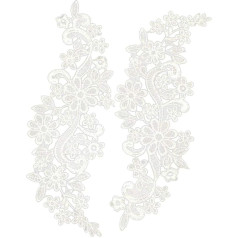 Apdares apdares apdare 1 pāris ziedu puķes Venise Lace Applique izšūti Guipure kāzu mežģīņu motīvs apdares balta 30 x 10 cm
