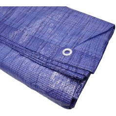 SKIR'CO Zila brezenta plēve 10 x 14 m, ūdensnecaurlaidīga, 55 g/m², loksnes ar cilpām, aizsargplēve, automašīnu pārsegi, daudzfunkcionāli brezenta pārklāji