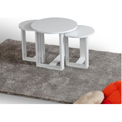 Hanah Home Elegants balts ligzdošanas galdiņu komplekts (3 gab.) | 100% melamīna kokskaidu plātne, 18 mm bieza | Liels: 52x47x52cm, Vidējs: 36x43x36cm, Mazs: 36x41x36cm | Moderns dizains mājai un birojam