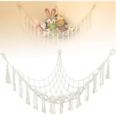 Yingsc Teddy Hammock Toy Storage Hammock Corner Stuffed Animal Net Plush Toy Hanging Corner Stuffed Animal Hammock with Hooks for Nursery Decoration