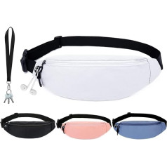 DORNNA - Bum Bag jostas soma vīriešiem un sievietēm, regulējama siksna, ikdienas stilīga jostas soma kempingam, pārgājieniem, fitnesam, riteņbraukšanai, ceļojumiem, balta, ceļojumu un sporta jostas soma