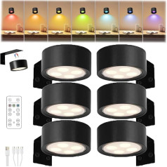 HItianya Magnētiskā gleznu gaisma, bezvadu attēlu gaisma, magnētiskā attēlu gaisma ar tālvadības pulti, gaisma attēlu rāmim ar 13 apgaismojuma režīmiem, nav nepieciešams urbšana (melna, 6 gabali)