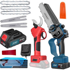 2 in 1 elektriskās zargriešanas šķēres ķēdes zāģis, elektriskais griezējs 1,2 collu koku apgriešanai, 6 collu akumulatora zāģis ar 20 V 4,0 Ah akumulatoru, dārza instrumenti koku zariem, pagalmā, mājsaimniecībā