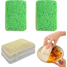 Virtuves sūklis 4 Pack Eco Friendly kompostējams Lufas celulozes sūkļi Magic tīrīšanas sūklis mazgāšanas līdz skrāpējumiem izturīgs skruberis mājsaimniecības virtuves piederumiem