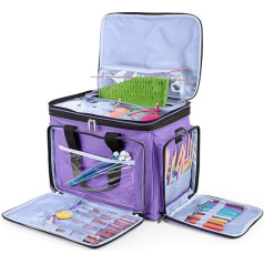 Luxja Adīšanas maisiņš vilnas un adīšanas piederumu uzglabāšanai, dzijas maisiņš vilnai un adīšanas piederumiem