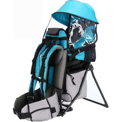 iuscacey regulējama bērnu pārgājienu mugursoma ar 5 punktu drošības jostu - viegla, elpojoša konstrukcija, saulessargs un polsterēti kāju balsti - vecākiem no 1,55 līdz 1,90 m