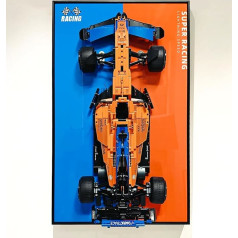 iCUANUTY Sienas panelis Lego Technic F1 McLaren Formula 1 42141, saderīgs ar Lego Mclaren F1.45,0 cm x 74,9 cm, Lego auto sienas stiprinājumam, tikai sienas panelis
