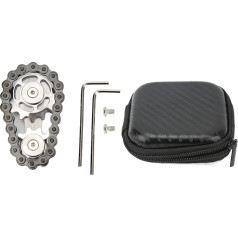 Oumefar Noņemamas pirkstu galu ķēdes Sprocket Toy Stress Relief Nerūsējošā tērauda sensoro pirkstu galu ķēdes velosipēdu ķēdes rotaļlieta ceļošanai, darbam, mājai (sudraba melna)