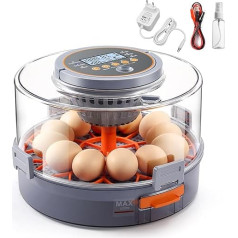 OneAmg Pilnībā automātisks inkubators 12 olām ar automātisku olu apgriešanu, temperatūras un mitruma kontroli, olu inkubators, pilnībā automātisks vistām, pīlēm, zosīm