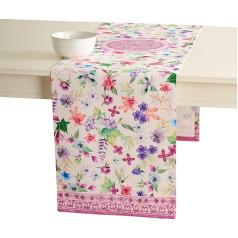Maison d' Hermine 100% kokvilnas galda skrējējs Dekoratīvs mazgājams galda skrējējs mājai virtuvei ēdamistabai ballītei un kempingam Dāvanas Mātes dienai Pavasaris Vasara Chardon (37 x 180 cm)