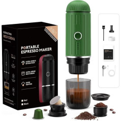 HAILASRE portatīvais elektriskais espresso aparāts, pašsildīšanās 2-in-1 ekstrakcijas sistēma, Crema Nespress Espresso kafijas automāts, atbalsta maltu kafiju un NS kapsulas, ME2218 (zaļš)