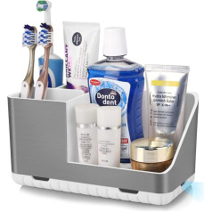 Vannas istabas zobu birstes turētājs, elektriskais zobu birstes turētājs ar iztukšošanas atveri, noņemams zobu birstes turētājs vannas istabai, virtuvei un ģimenei (matēts sudrabs)