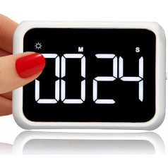 Virtuves magnētiskais digitālais taimeris - vienkāršs atpakaļskaitīšanas un atpakaļskaitīšanas režīms ar lielu LED ekrānu, regulējamu spilgtumu, skaļu skaņas signālu, ideāli piemērots bērniem, senioriem, skolotājiem.