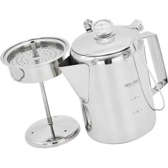 LfrXtra Kaffee-Perkolator mit Scharnierdeckel, 9 Tassen, Edelstahl, schnell aufheizend, Kaffeekannen für Outdoor-Camping und Heimbrauen