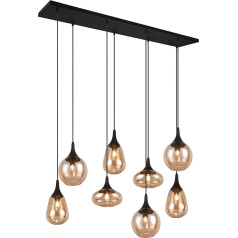 Trio Leuchten Lumina 317000813 Piekaramais gaismeklis Metāls Melns Matēts Stikls Dzintarkrāsa Komplektā ietilpst 8x E14