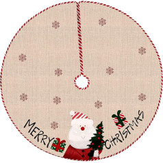 Esportic Ziemassvētku eglītes svārki, Ziemassvētku eglītes sega, apaļas Ziemassvētku eglītes svārki, 108 cm Retro Ziemassvētku eglītes svārki ar sniegpārsliņām, izgatavoti no lina, Jaungada, Ziemassvētku eglītei, grīdas svinību dekoram