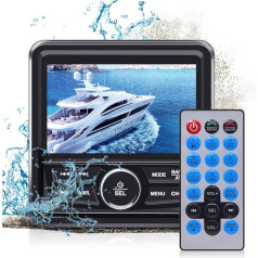 Geloo Marine Boat Stereo Radio ūdensizturīgs, MP5 multivides atskaņotājs ar 4,1 collu LED digitālo displeju, AM/FM radio uztvērējs universāls laivām, jahtām, jūras laivām