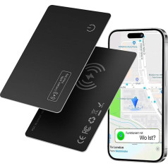 2 x Slim Airtag karte 1,6 mm, uzlādējama (tikai iOS) GPS priekšmetu meklētājs ar IP68 ūdensizturību, piemērots A-PPLE Find My App lietojumprogrammai