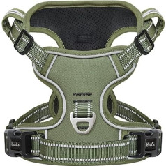 HEELE Suņu siksnas, siksnas lieliem suņiem, siksnas pret vilkšanu ar rokturi, krūšu siksnas, mīkstas, polsterētas, elpojošas, armijas zaļš, L