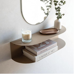 MILUKA Ovva šaurs metāla konsoles galdiņš, bēšs, 60 cm, peldošs sienas plaukts priekšnamā ar 2 līmeņiem, piekarināms kā naktsgaldiņš, tualetes galdiņš vai bufete