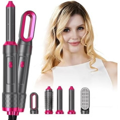 Frizūru komplekts, 5-in-1 Air Styler, negatīvs Lonen matu veidotājs ar automātisko lokšķēres gludekli, Air Styler termiskā birste matu žāvētājs