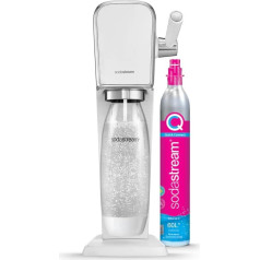 SodaStream Art ūdens karbonizators ar CO2 balonu un 1 x 1 litra plastmasas pudeli, kas paredzēta mazgāšanai trauku mazgājamā mašīnā, augstums 44 cm, balts, 44 cm