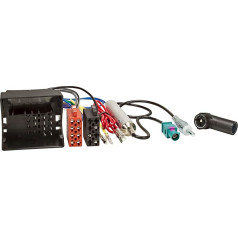 tomzz Audio 7057-006 Radio adaptera kabelis, kas saderīgs ar Audi Skoda Seat VW Quadlock uz ISO + antenas adapteris ar fantoma jaudu Fakra uz DIN vai ISO