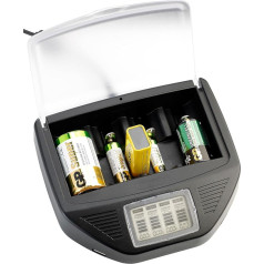 tka Köbele Akkutechnik akumulatoru lādētājs: Universāls akumulatoru ātrais lādētājs, 2x USB Li-Ion/NiCd/NiMH/9V blokam (lādētājs sārmu baterijām, akumulatoru multivadītājs AA baterijām, akumulatoru testeris).