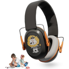 Naciya & Co Kids Baby Black Hearing Defenders - 25 dB samazinājums | Cute Lion Design | Soft Ear Pads BPA Free CE Certified EN352 | Storage Bag Included & Personalised