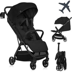 Lionelo Julie Air Buggy līdz 22 kg no 6 m līdz 4 gadiem lidmašīnai Grozāmie riteņi 360° balstiekārta Ar vienu roku saliekams mehānisms Atzveltnes regulēšanas mehānisms Aizsegs SPF50+ Vieglums