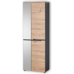 Stella Trading MEMPHIS skapis ar spoguli, Graphite, moderns priekšnama skapis ar daudz vietas, 65 x 197 x 38 cm (platums x augstums x dziļums)