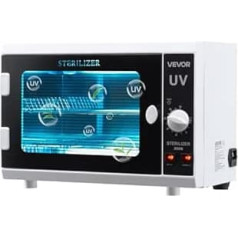 VEVOR UV sterilizatora nagu instrumentu tīrīšanas iekārta (12L/12W) Daudzfunkcionāls nagu tīrītājs sterilizators ar taimera iestatījumu un vadības pogu Tīrīšanas skapis ar rūdīta stikla durvīm