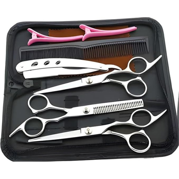 Haarschere Friseurschere Professionelles Friseurscheren-Set, 6-teilig, Regenbogenfarben, for Zuhause, scharfe Friseurwerkzeuge(Color1)