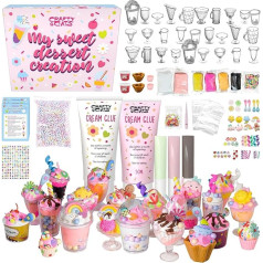 CRAFTY CATS Craft komplekts bērniem no 6 gadiem DIY radošais komplekts ar gaisā žūstošām māla pērlītēm un piping sprauslām līmes amatniecības izklaide cupcakes un desertiem radoša dāvana dzimšanas dienai un Ziemassvētkiem